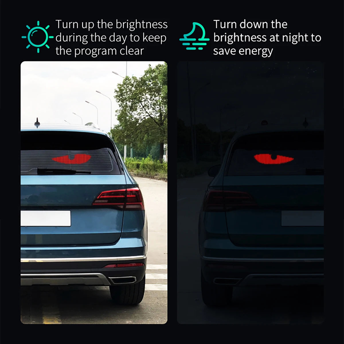 2PCS Demon Eyes Car Soft Screen LED Pixel Panel Light DIY Programmable Flexible Decoraive Light For Car Truck Board Windshield