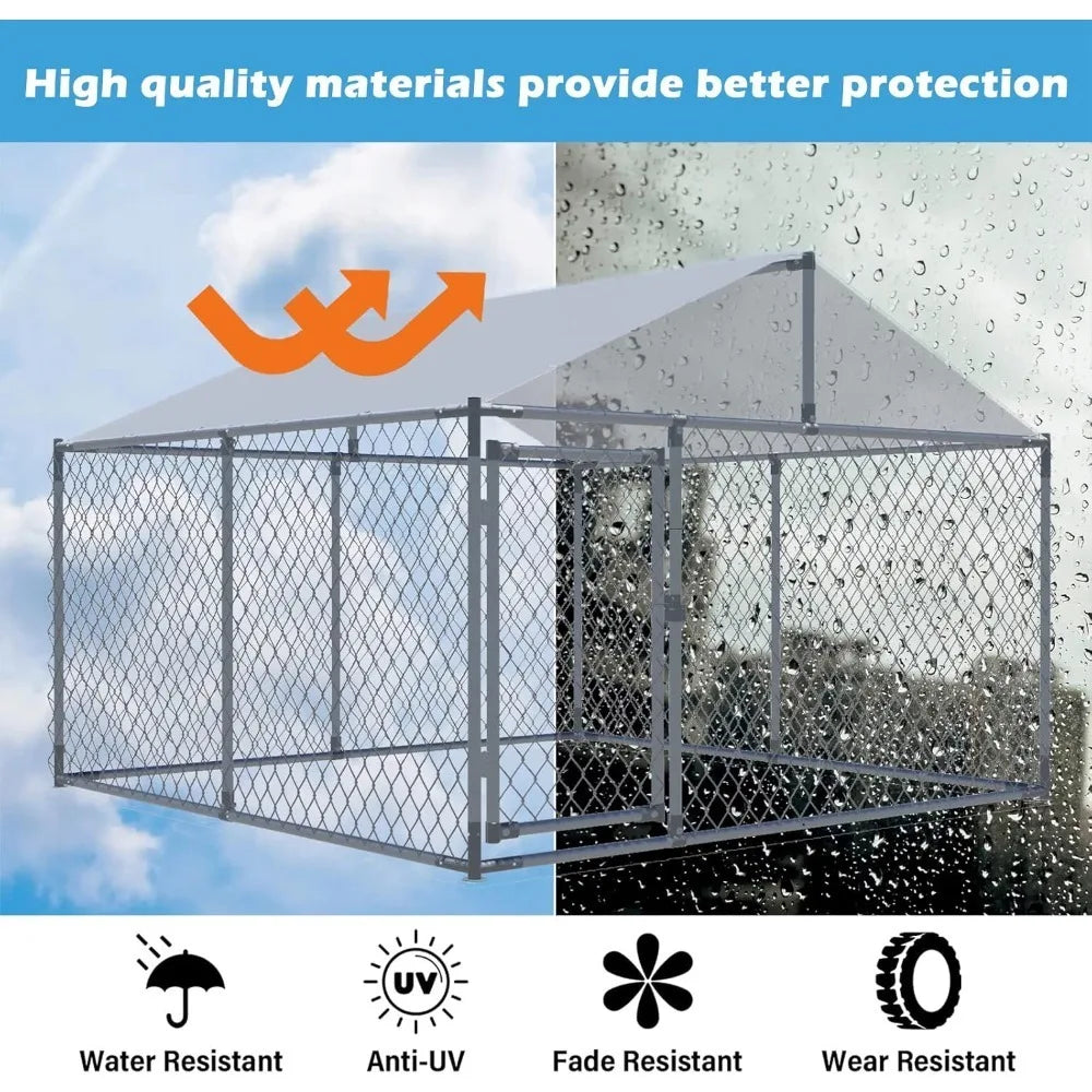 Dog Kennels Outdoor Large Dog Cage Heavy Duty Dogs House Extra Wide Outside Pet Kennels with Water-Resistant Cover