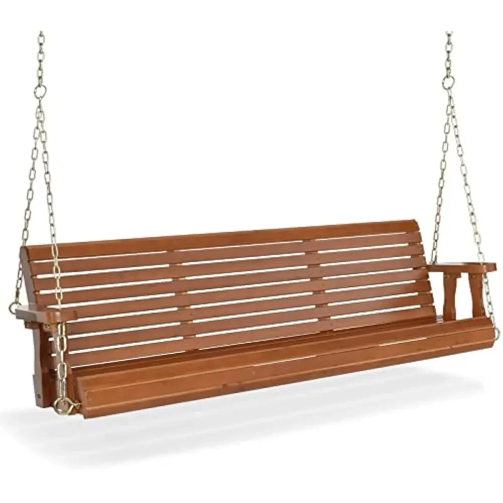 Upgraded wooden porch swings for courtyards and gardens, heavy-duty 880 pound outdoor swing benches with hanging chains