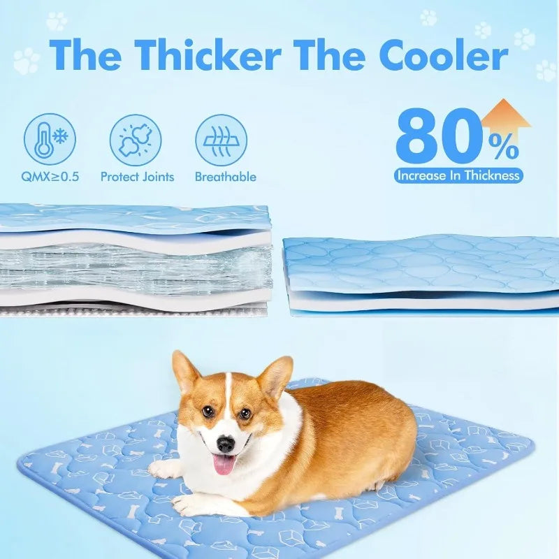 Dog Cooling Mat 2.0,44 * 32 Thicken Cooling Mat for Extra Large Dog, Internal Waterproof& Endothermic Color Changing Arc-