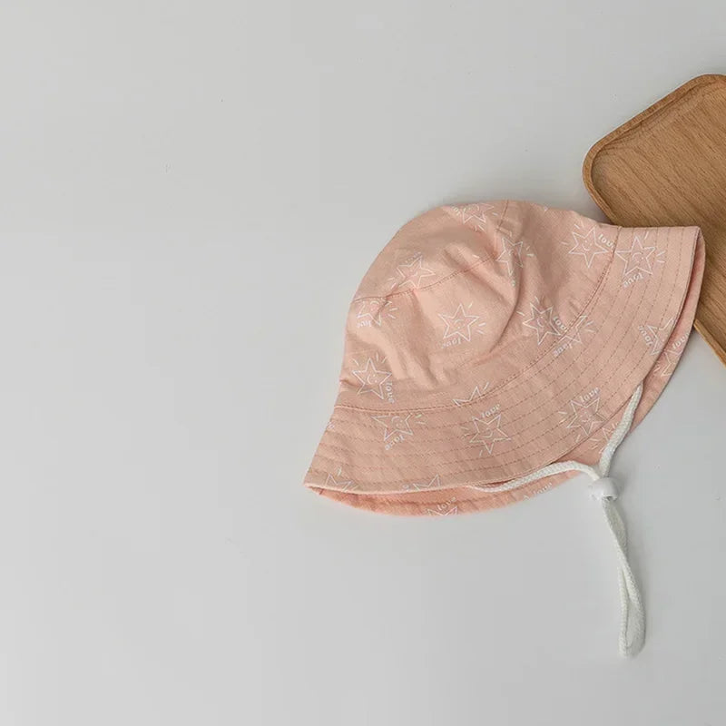 1-12Year Kids Fisherman Hat Pink Print Girl Baby Bucket Hats Cotton Breathable UV Protection Basin Cap Children Sunshade Visors