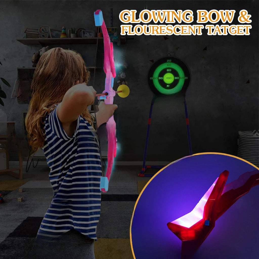 Bow and Arrow Set Light Up Archery Toy Kids Outdoor with Standing Target Sports Shooting Hunting Games Toys Children Gifts