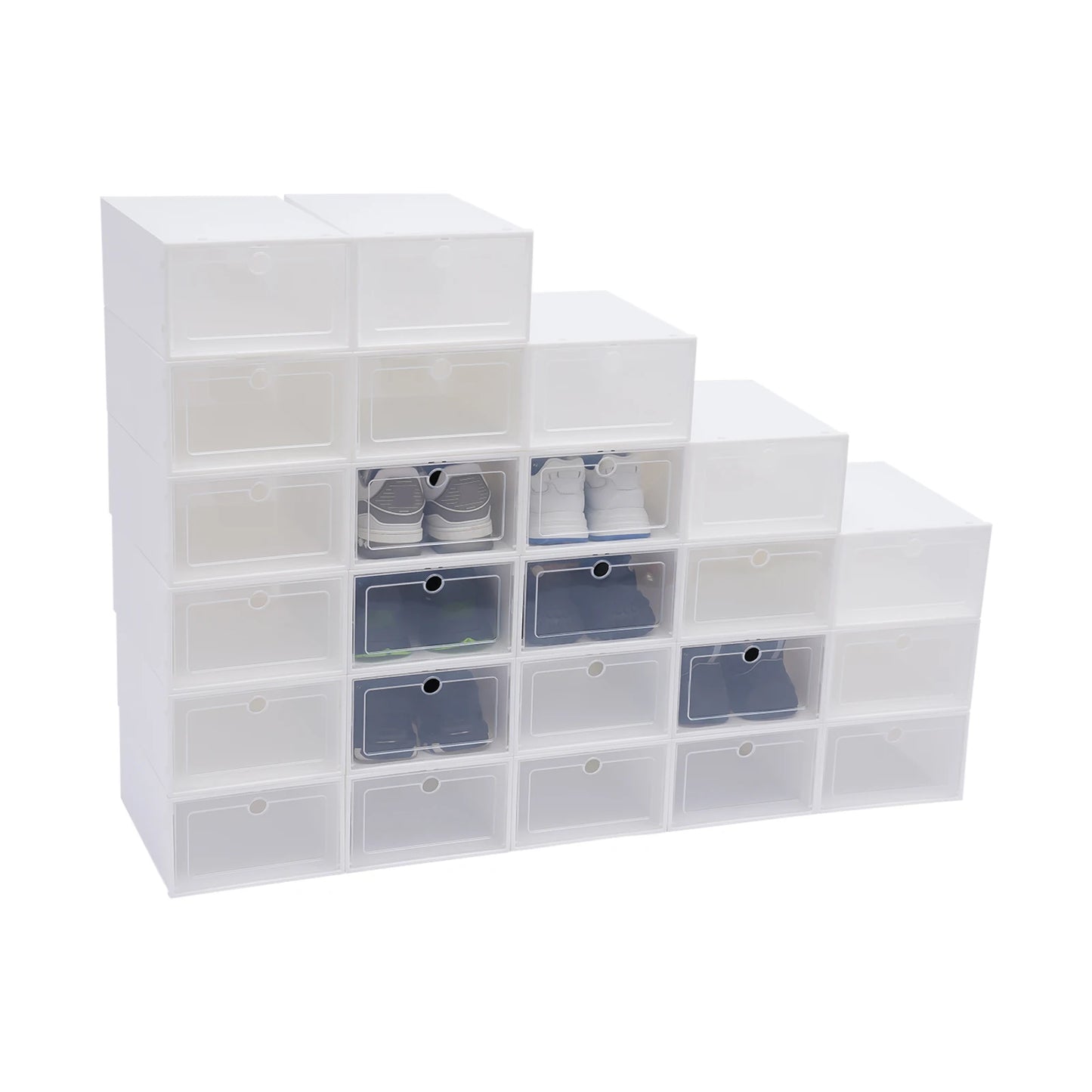 20/24PCS Foldable Storage Home Clear Organizer Rack Plastic Shoe Box Set White New