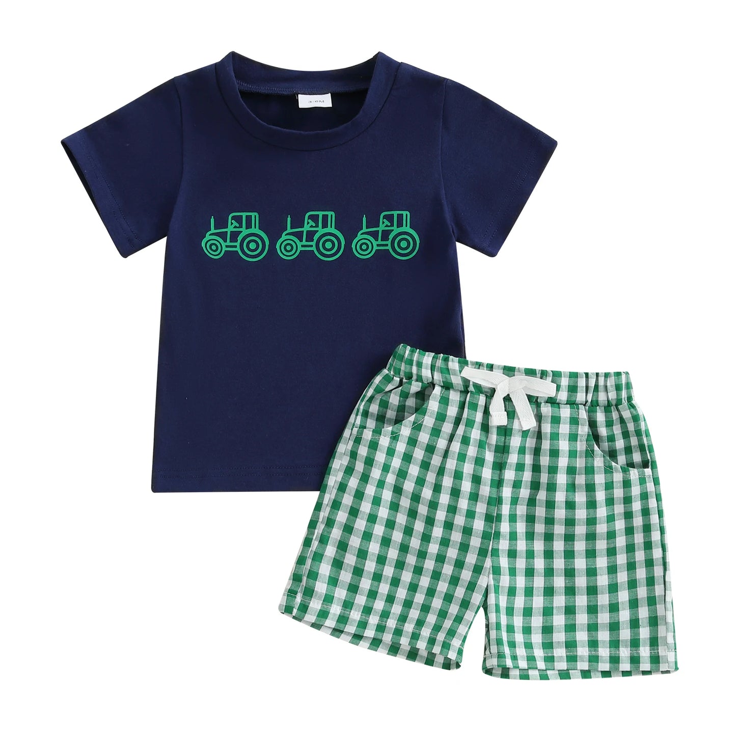 Toddler Boys 2-Piece Outfit Short Sleeve Dinosaur Print Tee with Denim Shorts Summer Set for Little Boys