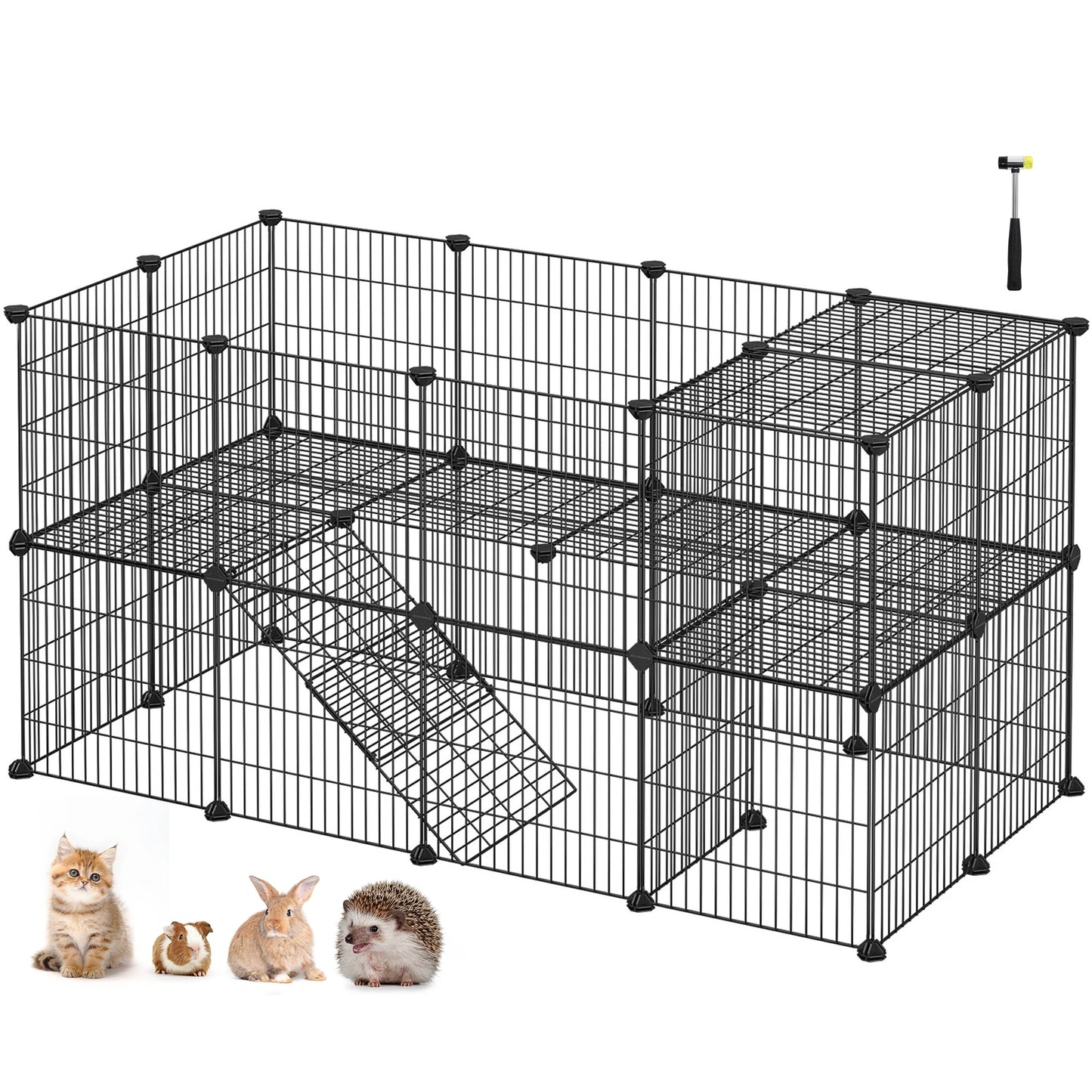 SONGMICS Pet Playpen, Small Animal Playpen, Rabbit Guinea Pig Cage, Zip Ties Included