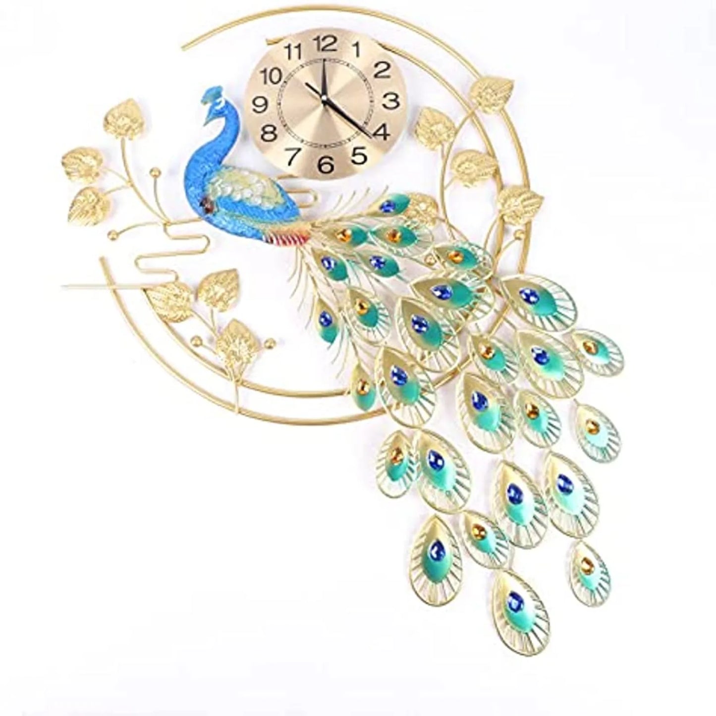 Creative Metal Wall Clock Modern Style Wall Watch Clock Peacock Shaped Wall Clock Silent Clock