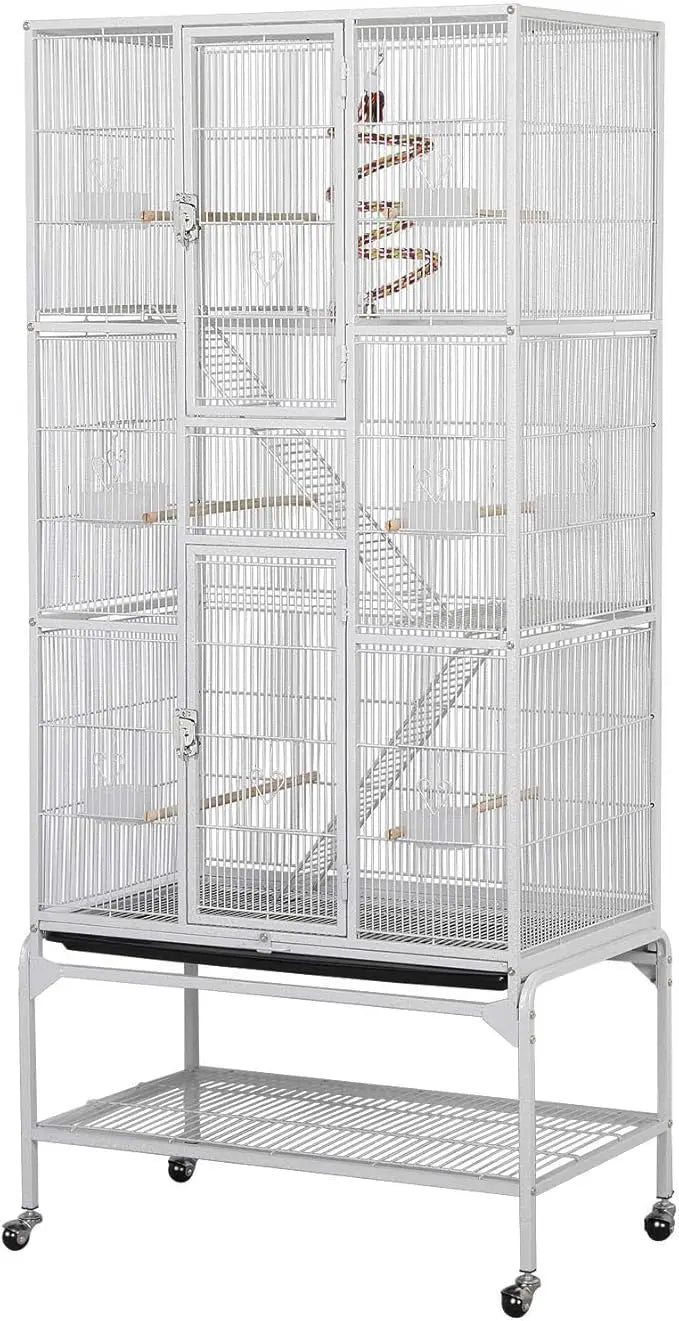 69'' Extra Large Bird Cage Metal Parrot Cage w/Detachable Stand for Mid-Sized Parrots Cockatiels Conures Parakeets Lovebirds Bu