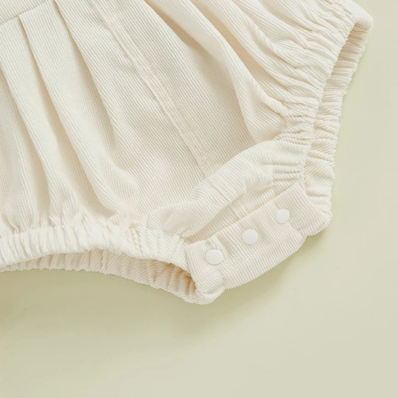 Infant Boys Girls Sleeveless Round Neck Letter Embroidery Rompers with Pleated Detailing - Cute Overalls for Babies