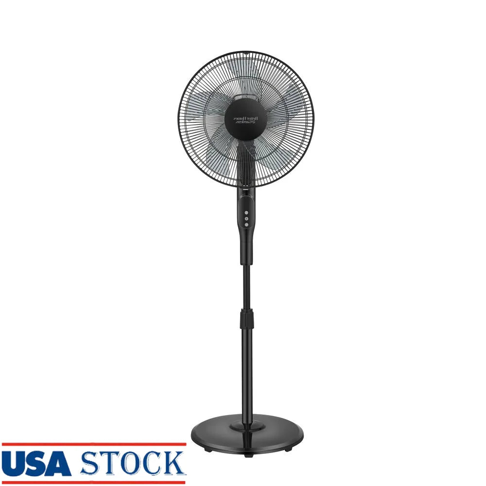 16 Inch 12 Speed Oscillating Pedestal Fan Remote Control Adjustable Height Programmable Timer Indoor Cooling Free Standing
