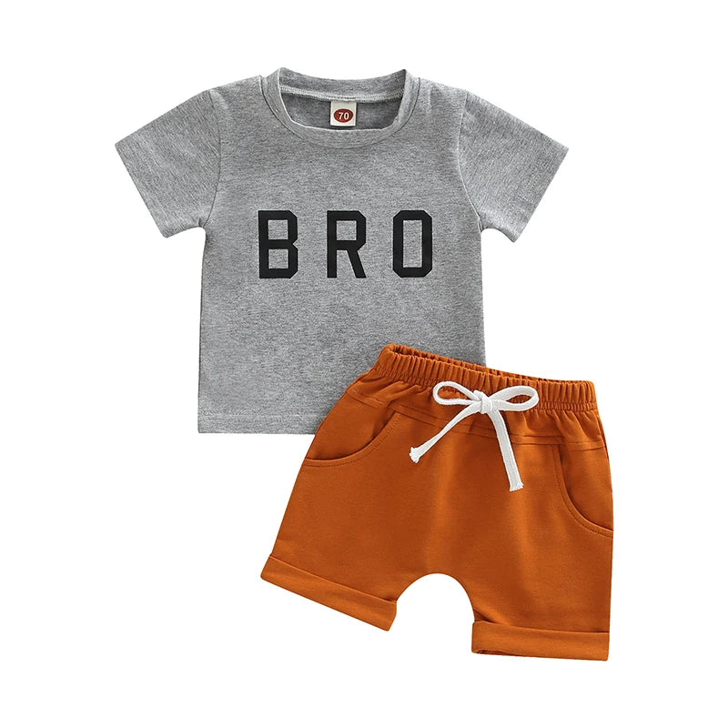 Infant Boys Clothing Set Stylish Short Sleeve Crew Neck Tee with Matching Shorts for Little Boys Casual Toddler Outfit