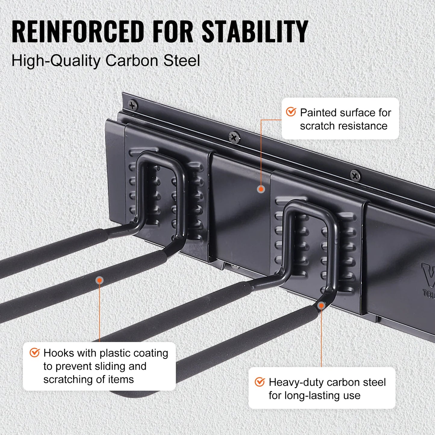 SucceBuy Garage Tool Organizer Wall Mount Yard Garden Heavy Duty Storage Rack W/ Adjustable Hook Rails for Shovels Trimmers Hose
