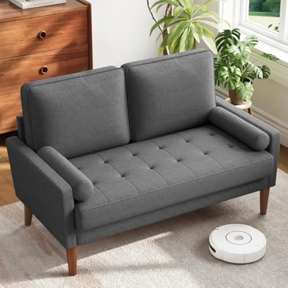 Loveseat Sofa with Throw Pillow, 48" Small Couches, Love Seat for Living Room, Bedroom, Easy Assembly, Living Room sofa