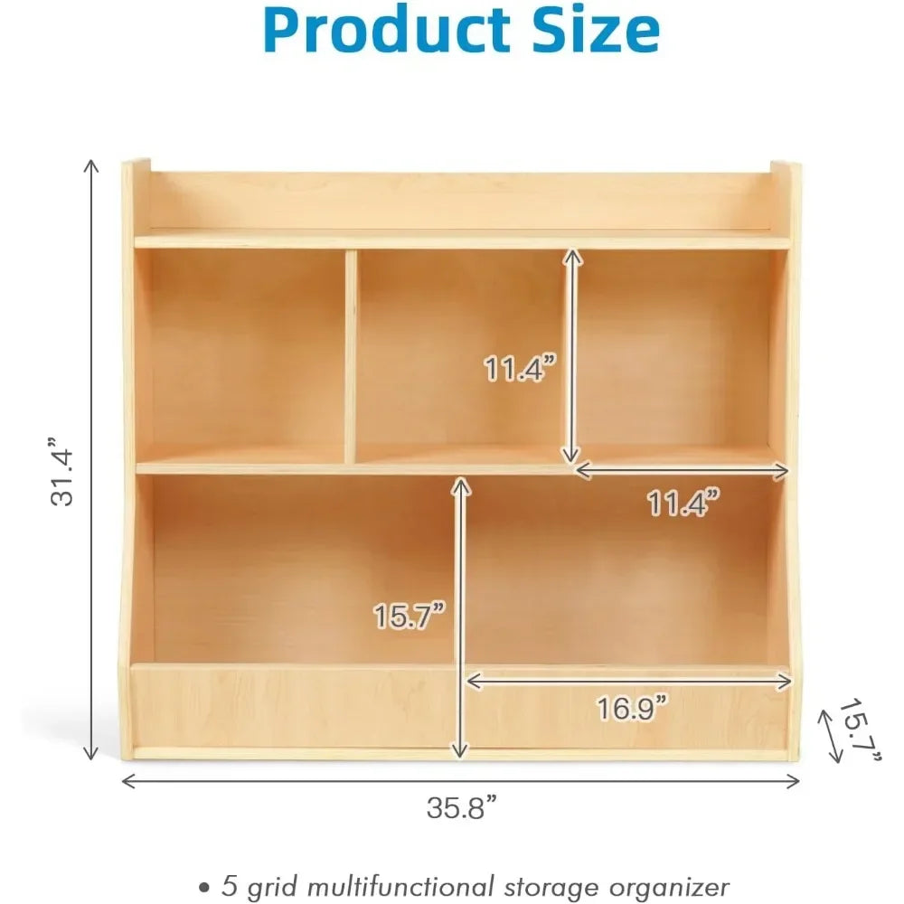 2 in 1 Kids Bookshelf and Montessori Toy Shelf, Nursery Book Shelves for Organizing Books and Toys