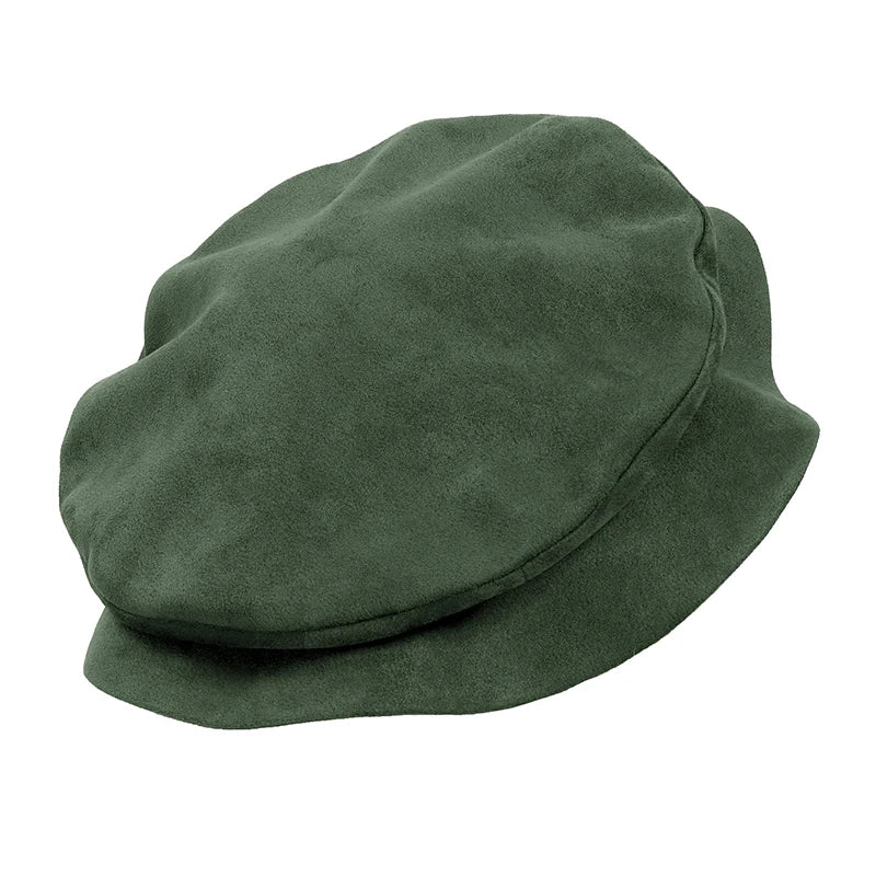 DAZCOS Medieval Tudor Flat Cap Faux Suede Beret Hat Renaissance Festival Costume Accessories French Beret Hats for Men Women