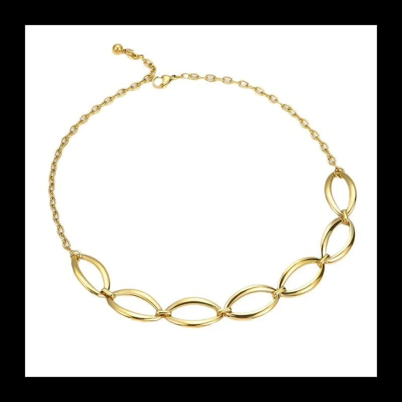 Niche Jewelry Light Luxury High Sense Personalized Geometric Oval Circle Necklace Bracelet Set Wholesale