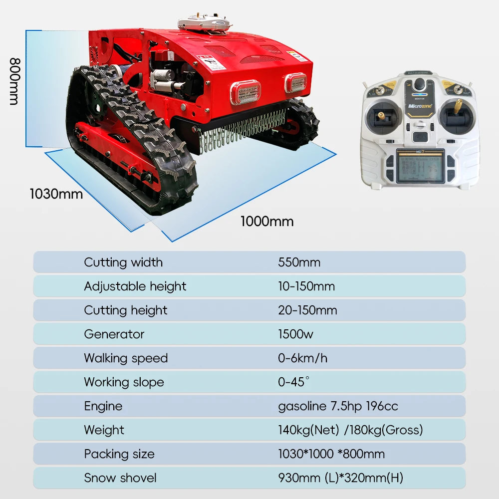 Gasoline Lawn Mower 550mm Grass Cutting Robot Gasoline Mower with Remote Control for Lawns Wasteland USA Stock Door to Door