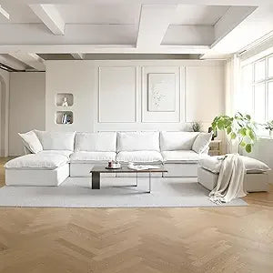 U-Shaped Couches for Living Room, Convertible Sectional Sofa, 162" Modern Deep Seat Soft Cloud Couch, Modular Sectional Sofas wi