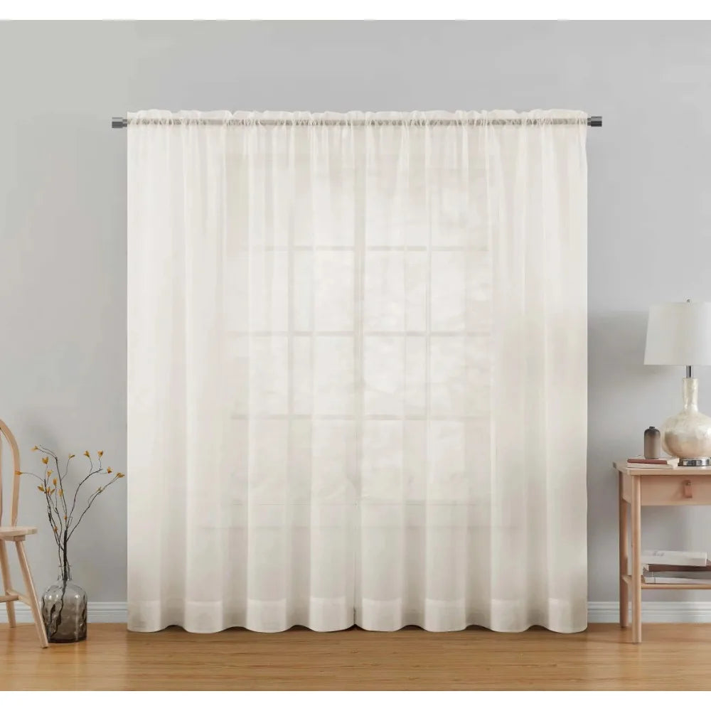 Marjorie Sheer Voile Curtain Panel, 1 Panel, Ivory, 59" W x 84" L