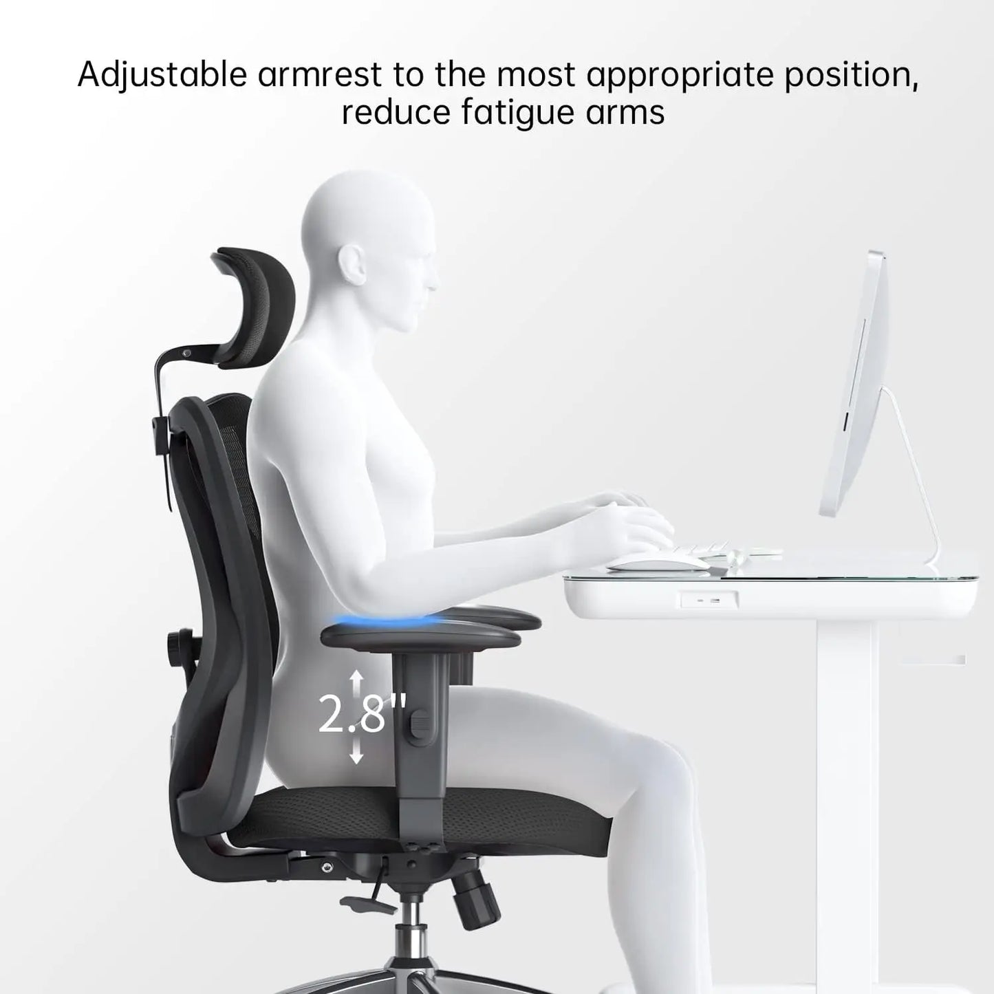M18 Ergonomic Office Chair for Big and Tall People Adjustable Headrest with 2D Armrest Lumbar Support