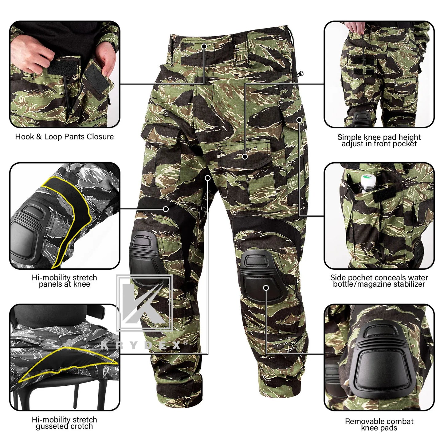 KRYDEX Camouflage Combat Uniform Suit Clothing For Hunting Outdoor Tactical Camouflage Shirt & Pants Kit