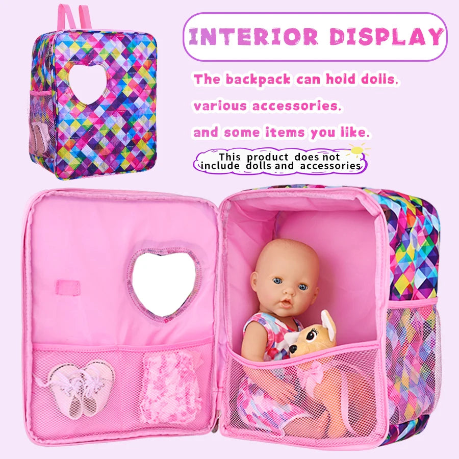 Doll house Furniture Travel for Case Bag for 18inch Girl Ball Joint Doll Props Accessory Kiddie Backpack Cartoon Travel Hand Bag