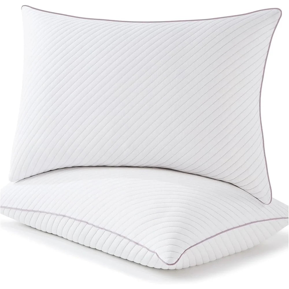 Cooling Shredded Memory Foam Pillow Set of 2 King Size Adjustable Support Back Stomach Side Sleepers Travel Sleep Comfort