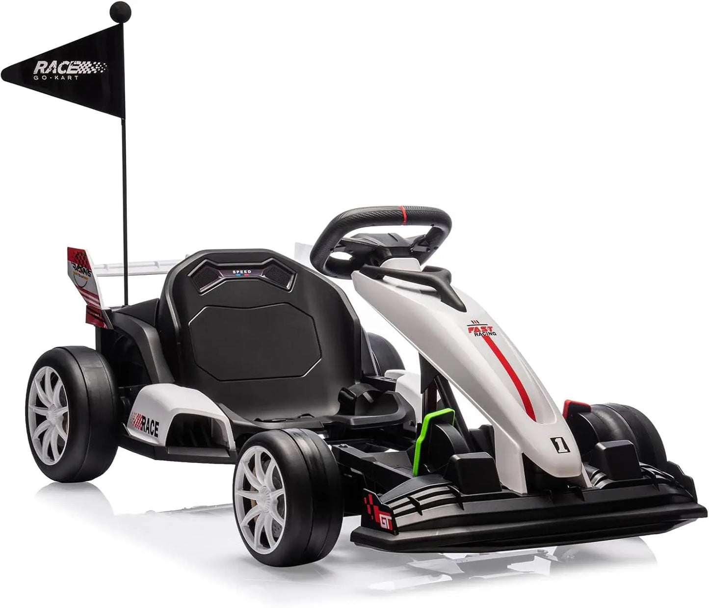 24V Go Kart, Electric Drift Kart Car with Adjustable Seat, Outdoor Ride On Toy with Variable Speed Mode, High-Speed Racing