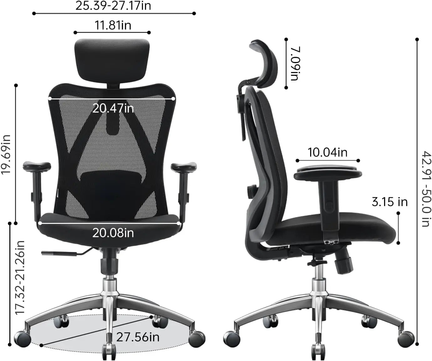 M18 Ergonomic Office Chair for Big and Tall People Adjustable Headrest with 2D Armrest Lumbar Support