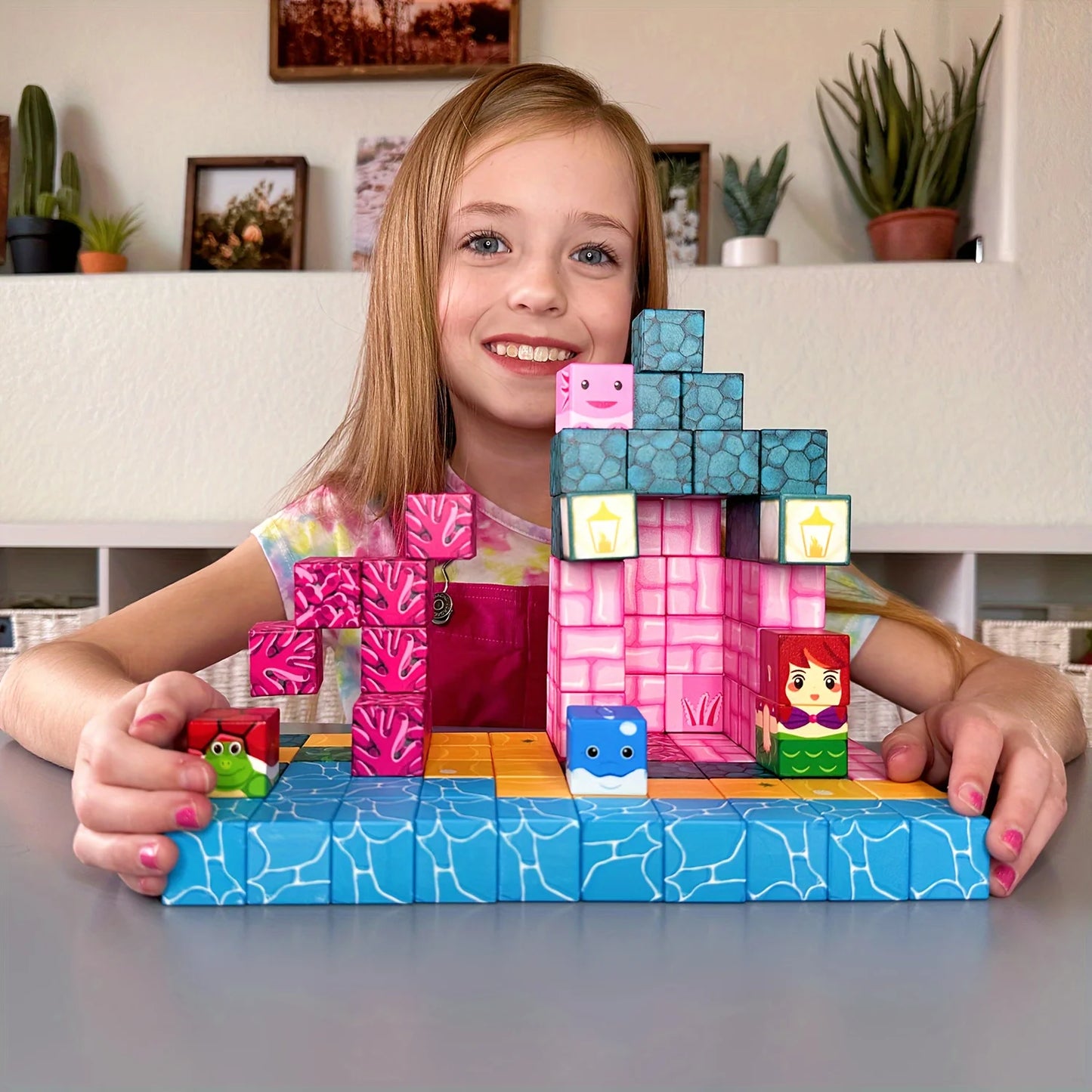 54PCS Magnetic Blocks Build Mine Magnet World Ocean Set, Building Toys for Kids Ages 3+