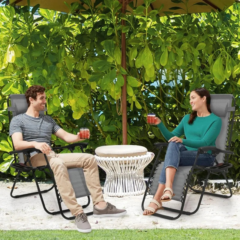Zero Gravity Chairs Set of 2 Outdoor Folding Patio Lounge Chairs for Outside Reclining Lawn Chairs Recliner Beach Chai