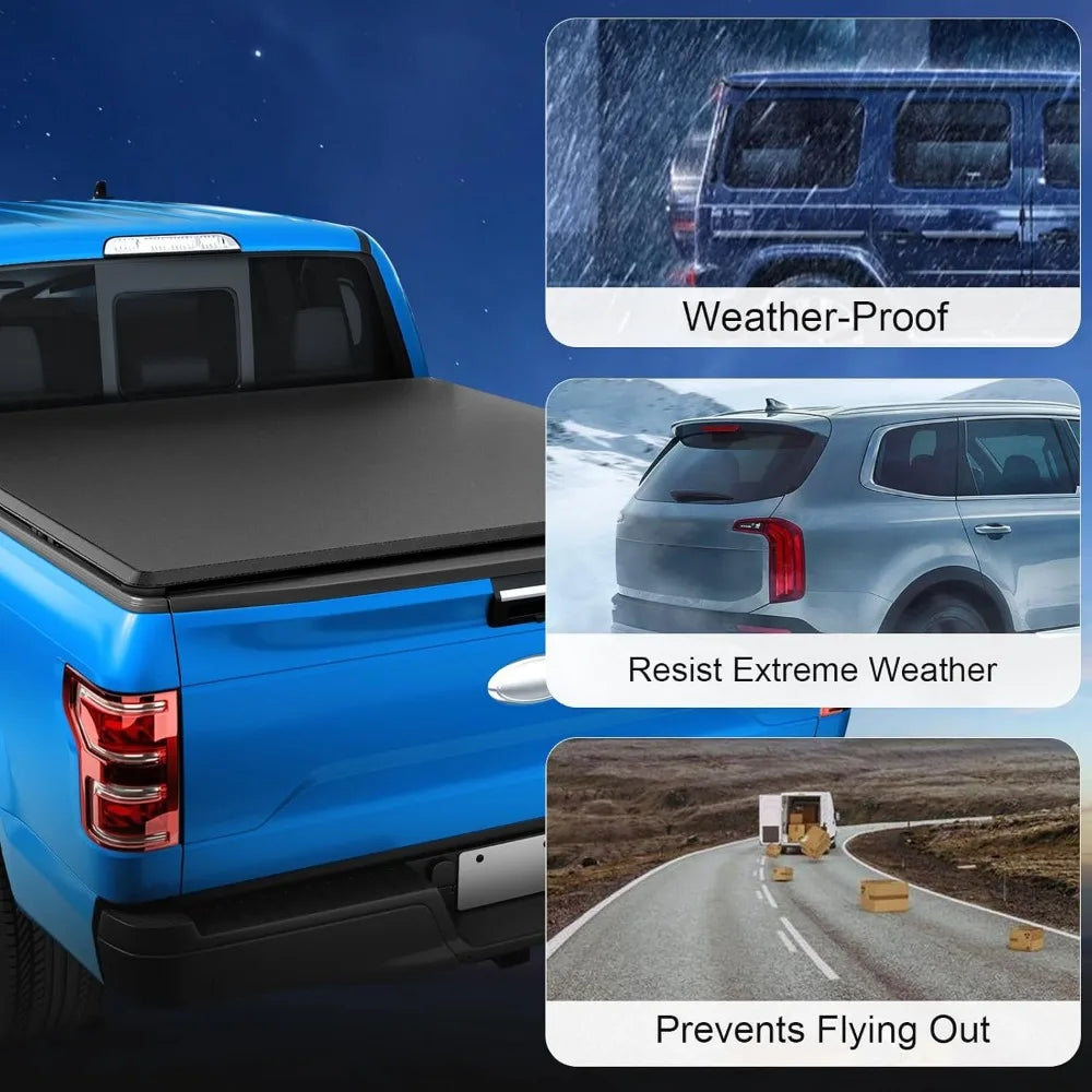 Soft Tri-Fold Truck Bed Tonneau Cover Compatible with 2005-2015 Toyota Tacoma 6FT Bed
