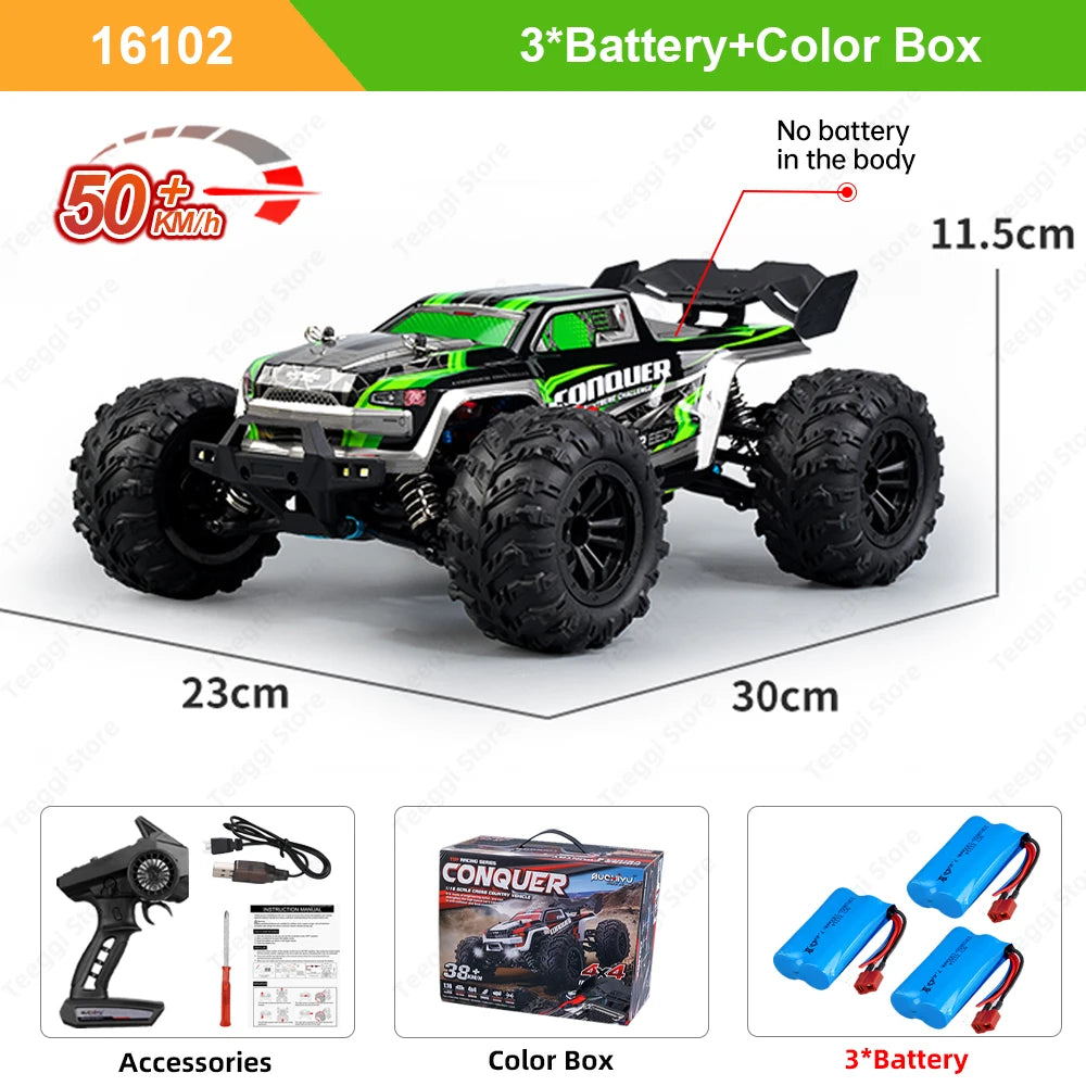 Teeggi 16103 PRO 4WD 70KM/H RC Off-Road Car 1:16 High Speed RC Car With LED Light Drift Monster Truck Toy For Kid Gifts