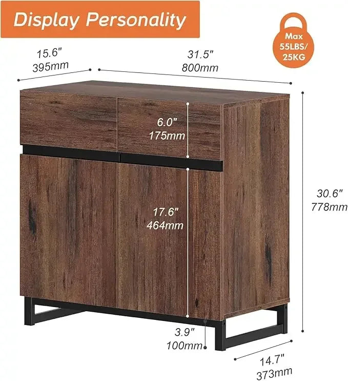 Multifunctional Sideboard Buffet Cabinets,Modern Sideboard with Adjustable Shelf and Metal Base,Coffee Bar Cabinet Storage