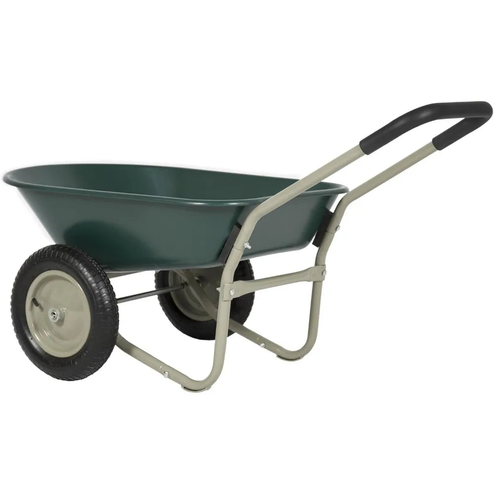 Rolling Mobile Heavy Duty Polyurethane 2 Tire Wheelbarrow Garden Cart Easy Loading and Dumping Utility Wagon Perfect for Transpo