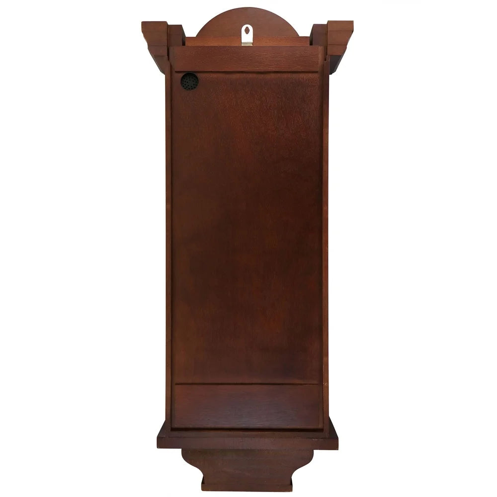 Elegant 31 Inch Analog Chiming Pendulum Wall Clock with Decorative Carved Accents and Harmonic Chimes Home Decor