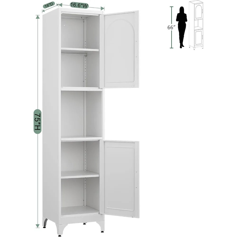 Tall Bathroom Storage Cabinet,Metal Freestanding Storage Cabinet with Doors and Shelves,Slim Bathroom Cabinets,