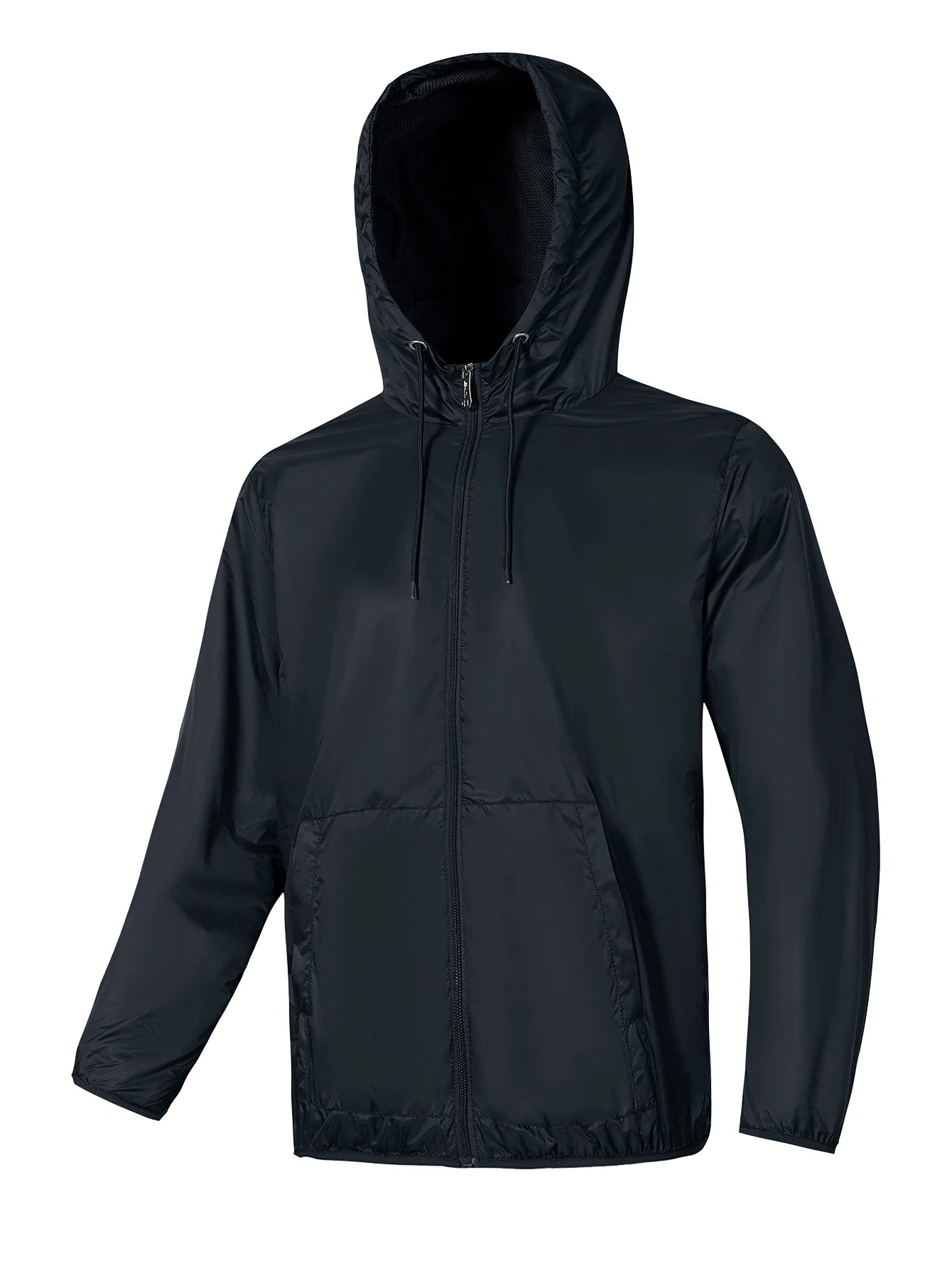 Men's lightweight windbreaker jacket - zippered, long sleeved, foldable storage, suitable for outdoor sports and hiking