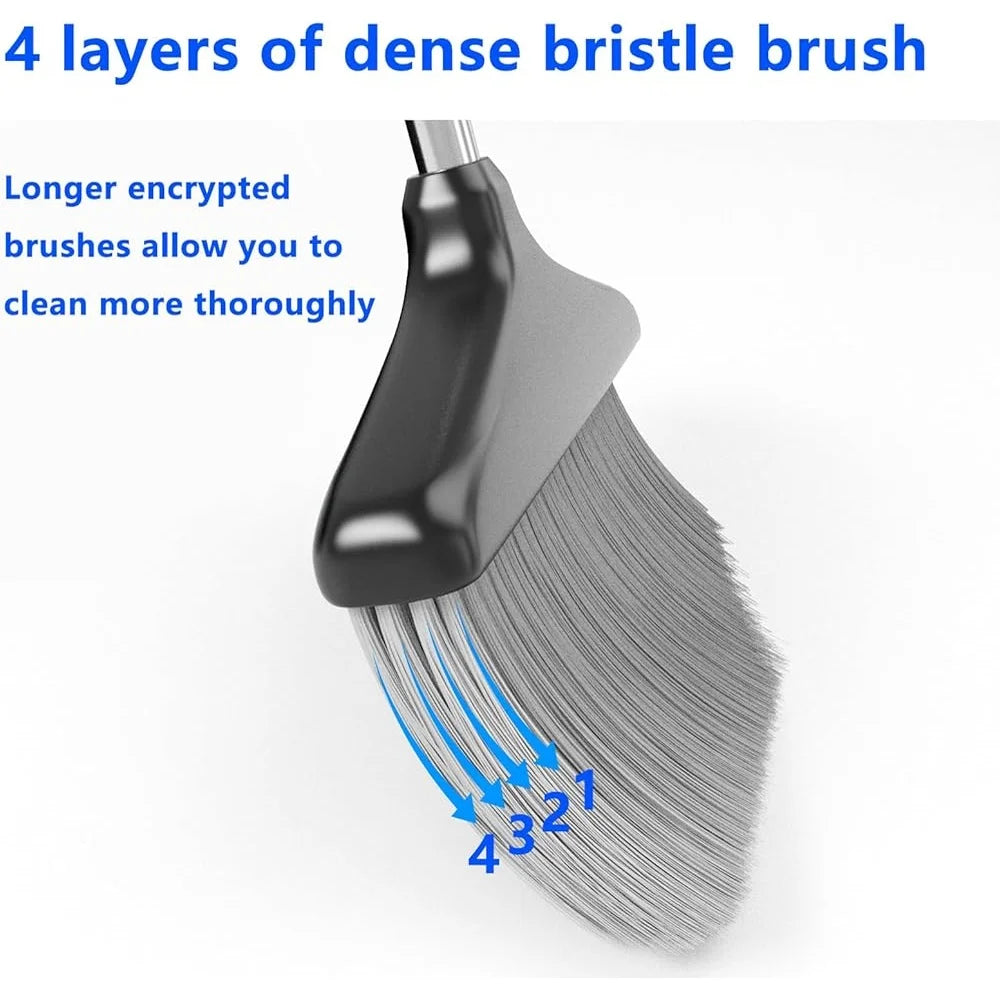 Extendable Broom Dustpan Combo Set 54in Long Handle Efficient Cleaning Tool Household Office Kitchen Space Saving Design