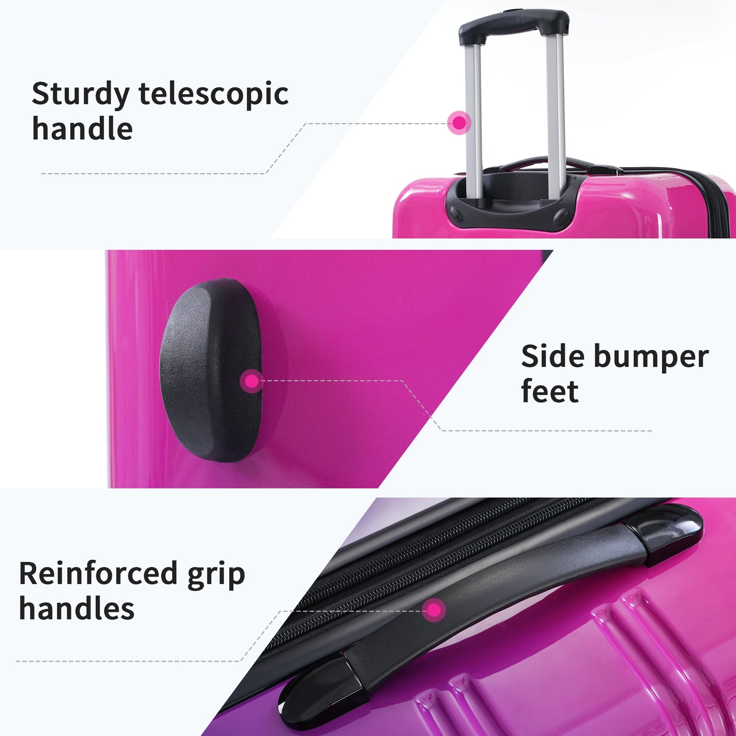 Hardshell Luggage Sets 3 Piece Gradient Color Expandable Suitcase with Spinner Wheels and TSA Lock Lightweight 20" 24" 28"