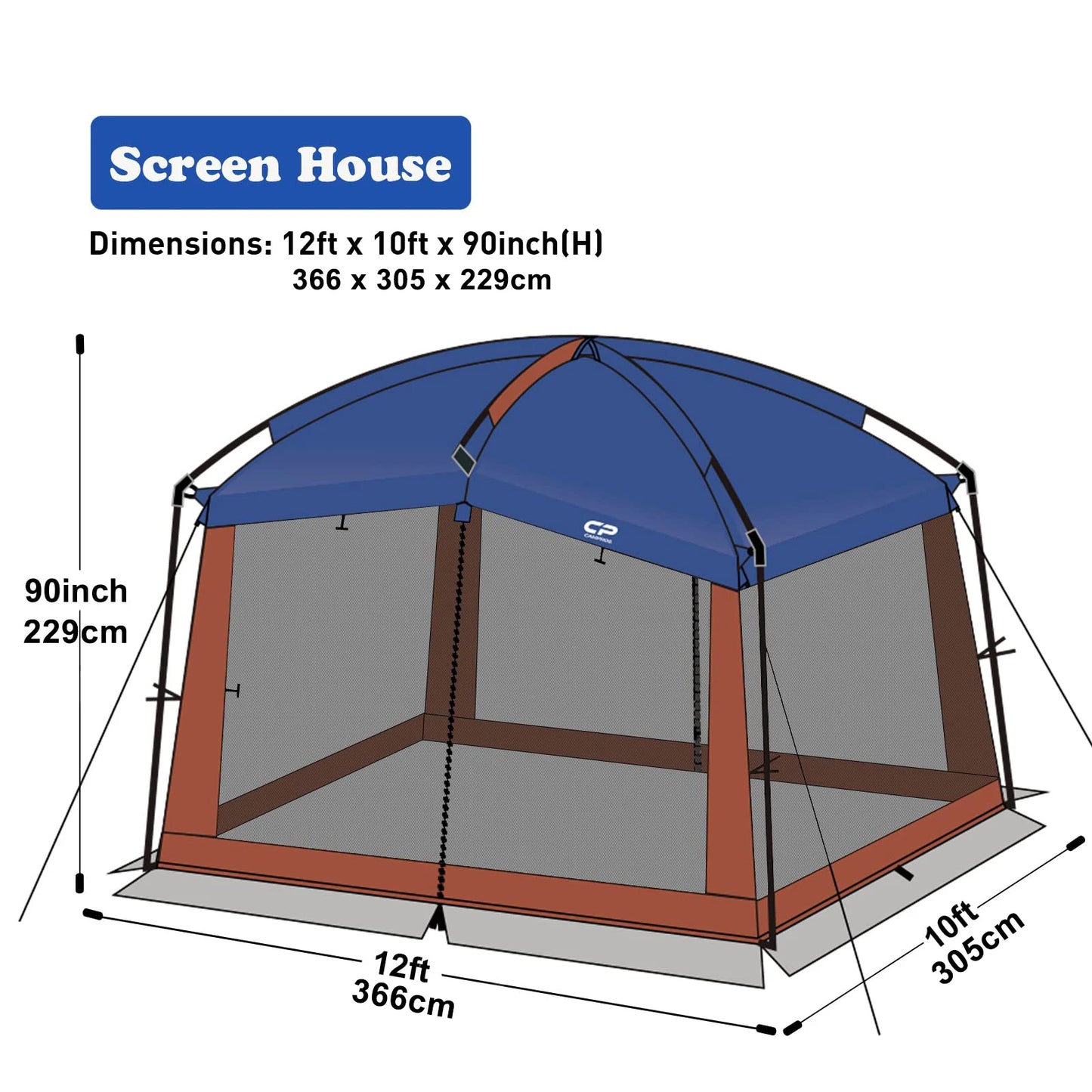 Screen House Room Camping Tent 12 x 10 Ft Canopy Tent Screen Shelter Gazebos Outdoor