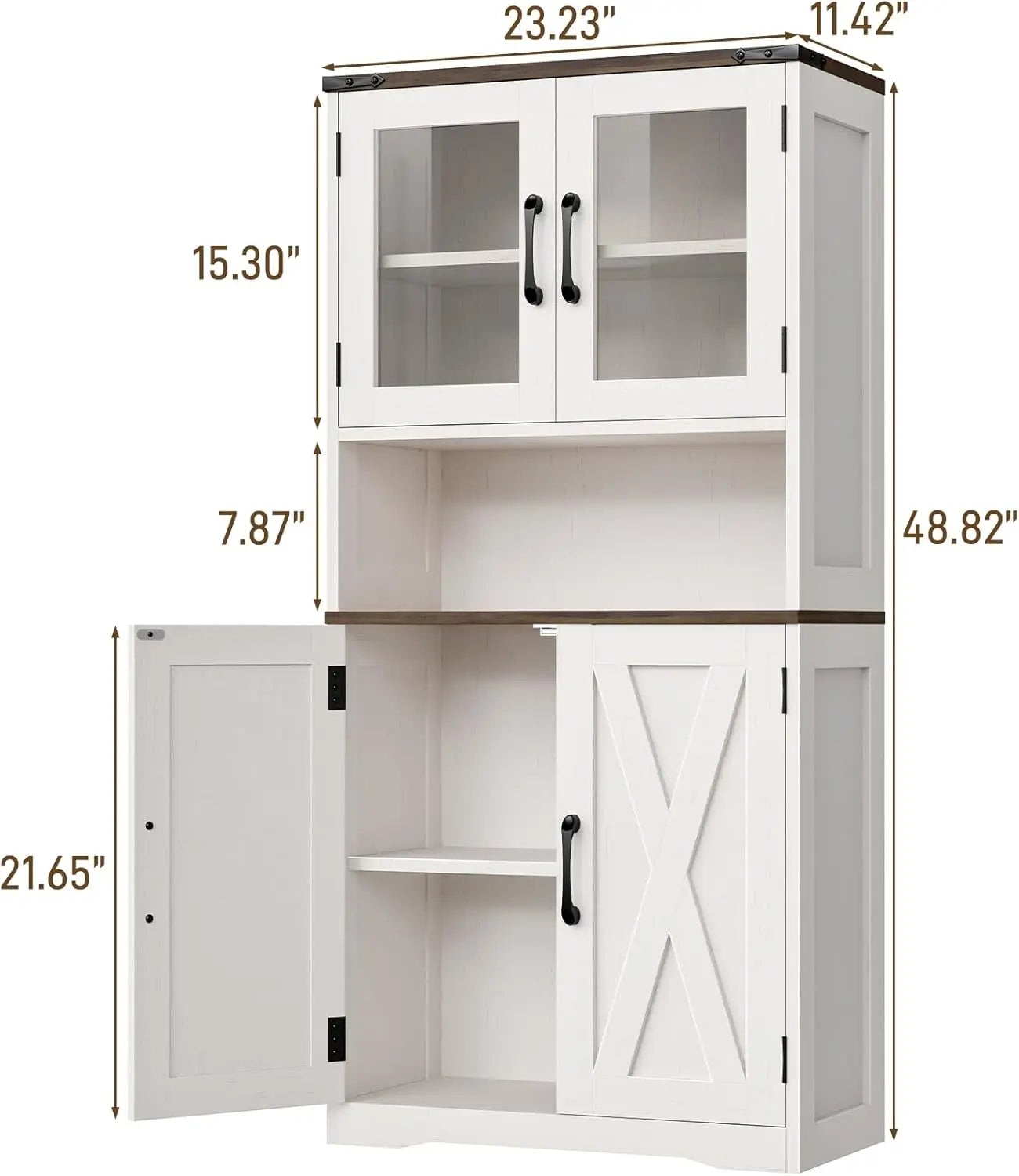 Vabches Storage Cabinet with Doors&Adjustable Shelves Farmhouse Kitchen Pantry Wooden Storage Cabinet for Living Room Bathroom