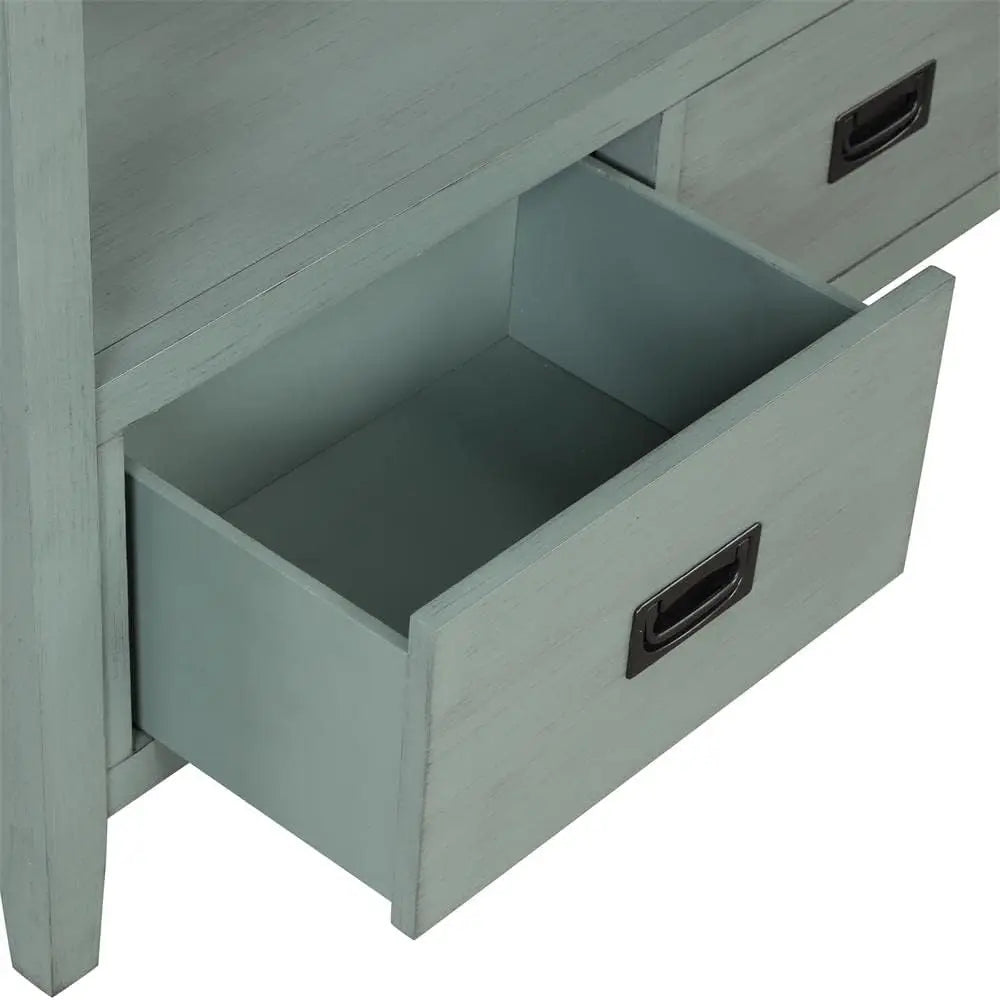 36 Inch Country Farmhouse Console Table with 4 Drawers and 1 Storage Shelf Pine Wood Suitable