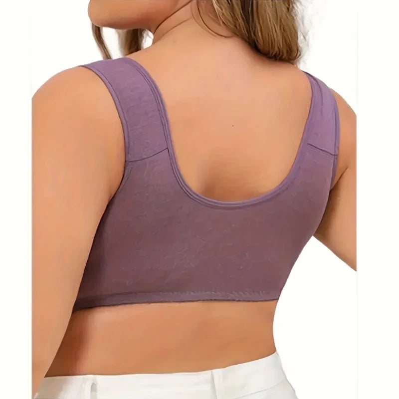 7-Piece Women's Floral Print Sports Bras Set - Wire-Free, Unlined, with Button Front Closure, Comfortable and Breathable