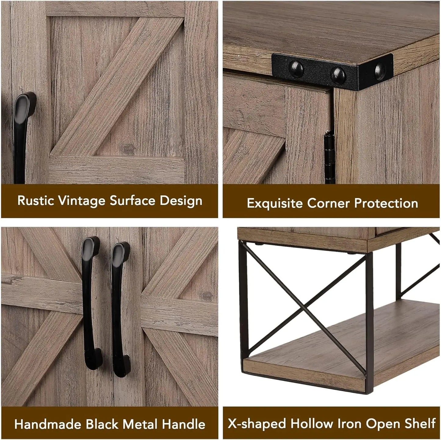 Farmhouse Rustic Medicine Cabinet with Two Barn Door,Wood Wall Mounted Storage Cabinet with Adjustable Shelf and Towel Bar