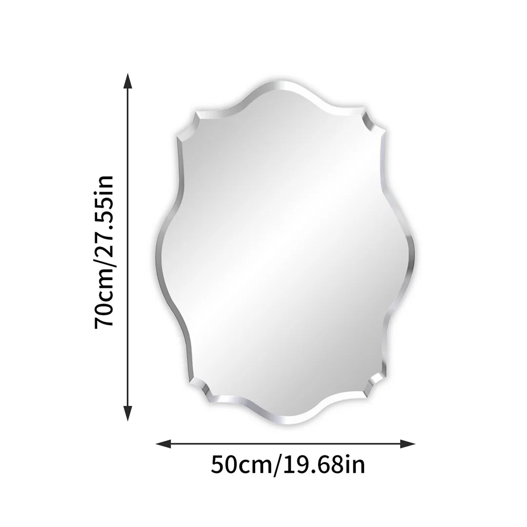 LUVODI Minimalist Frameless Wall Hanging Mirror Asymmetrical Vanity Mirror with Beveled Edge for Bathroom,Entryway
