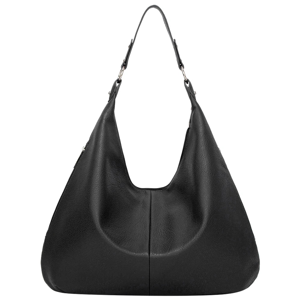 Shoulder Purse for Women with Zipper Slouchy Bag PU Leather Multi Pockets Handbag Crescent Bag for Work Travel