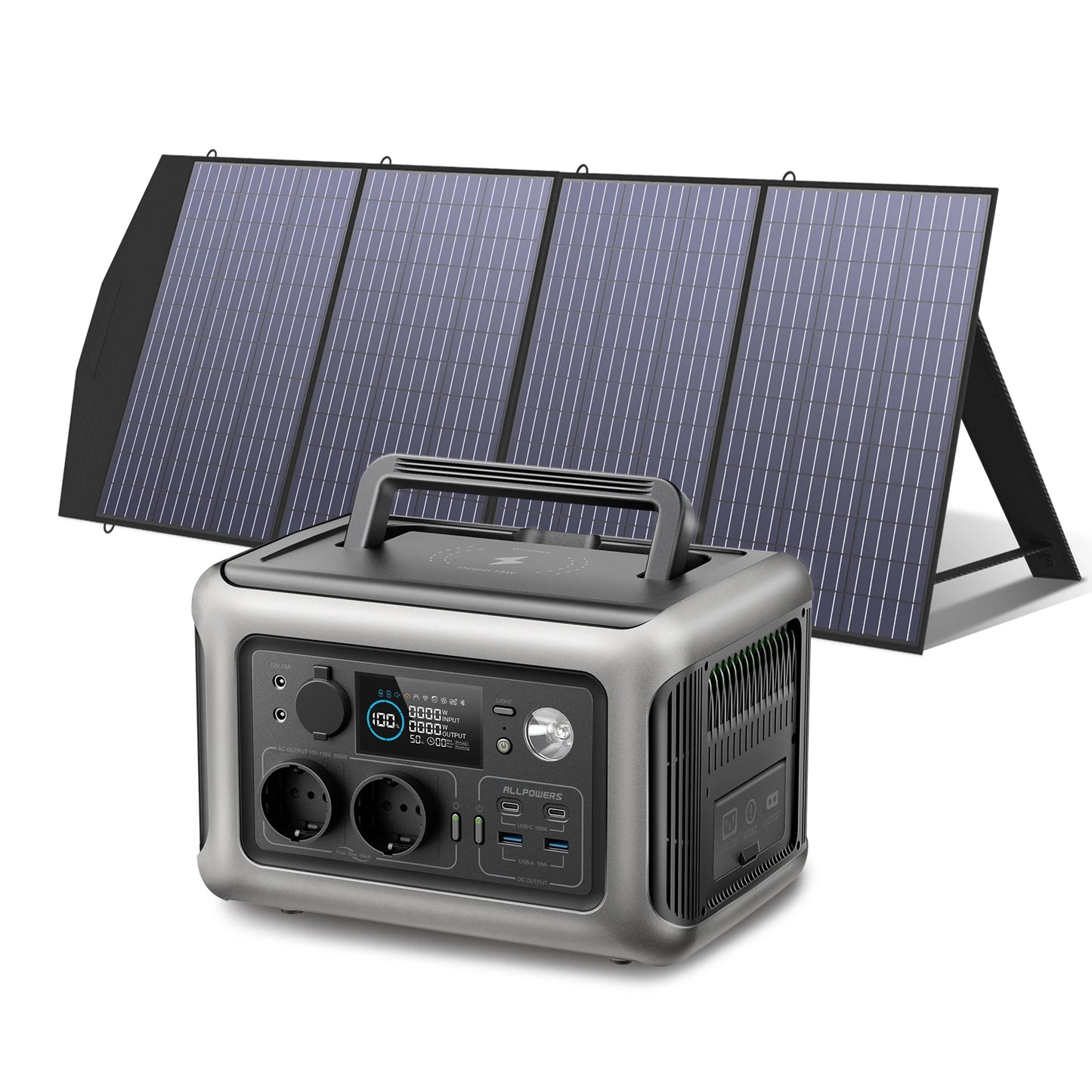ALLPOWERS R600 Portable Powerstation with Solarpanel (Optional),299Wh 600W LiFePO4 Battery for Home Backup Outdoors Camping RV