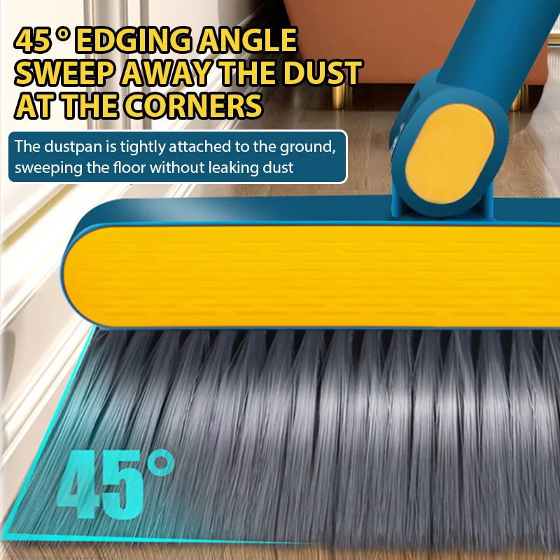 Foldable Broom Dustpan Set Upright Dust Pan Floor Brush Set 180 Degree Rotation Dustless Floor Soft Brush Home Cleaning Products