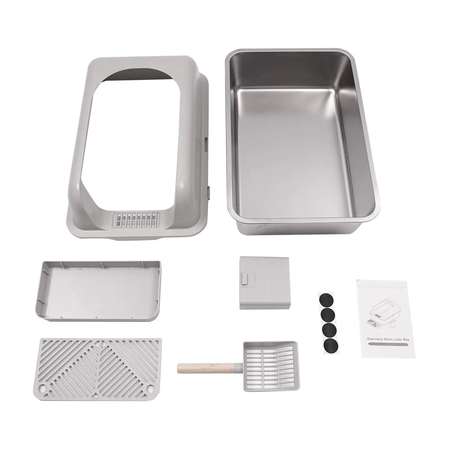 Stainless Steel Cat Litter Box 360° Protection With Practical Handles For Cats Weighing Less Than 22.05 Pounds