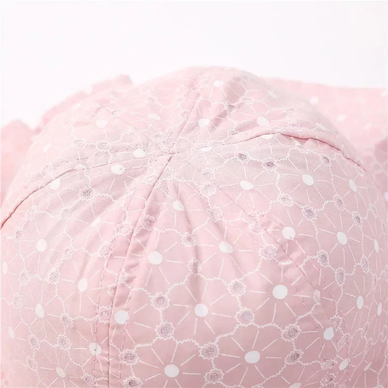 Summer Baby Sun Hat Floral Ruffle Toddler Girls Bucket Hat Solid Color Wide Brim Kids Travel Beach Fisherman Cap